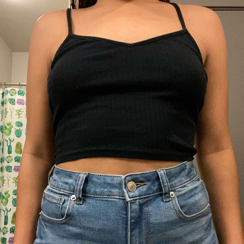 Topshop cropped ribbed tank top